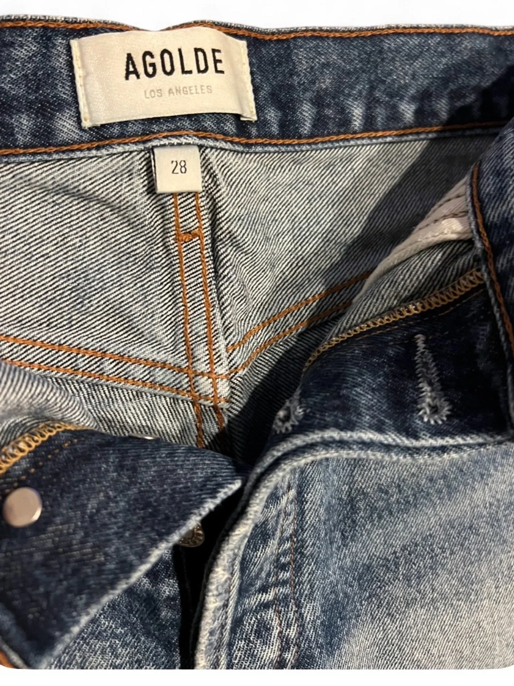 Agolde Dark Blue Distressed Denim Shorts-Parker size 28